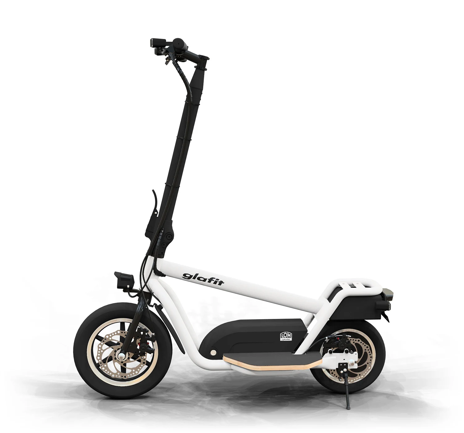 前輪12インチ・後輪10インチの大径タイヤを持つ折りたたみ式立ち乗り電動スクーター「X-SCOOTER LOM」の外観・スペック・公道走行仕様を紹介する。
